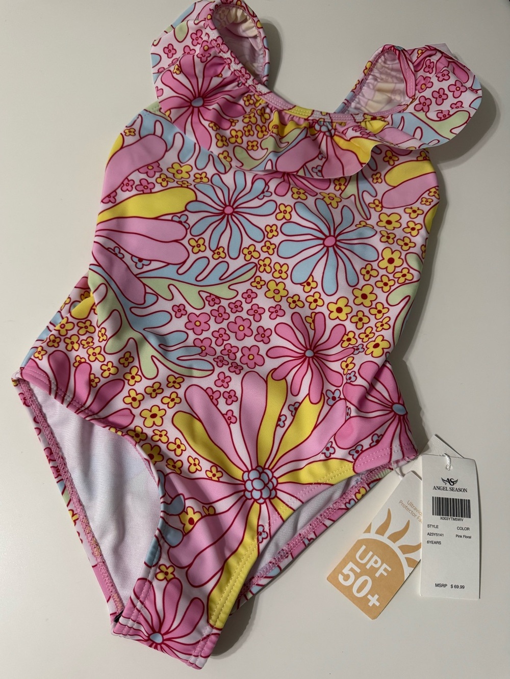 Pink Floral Kids One-Piece Swimsuit